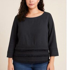 Anthropologie Meadow Rue Black Linen Olathe Blouse